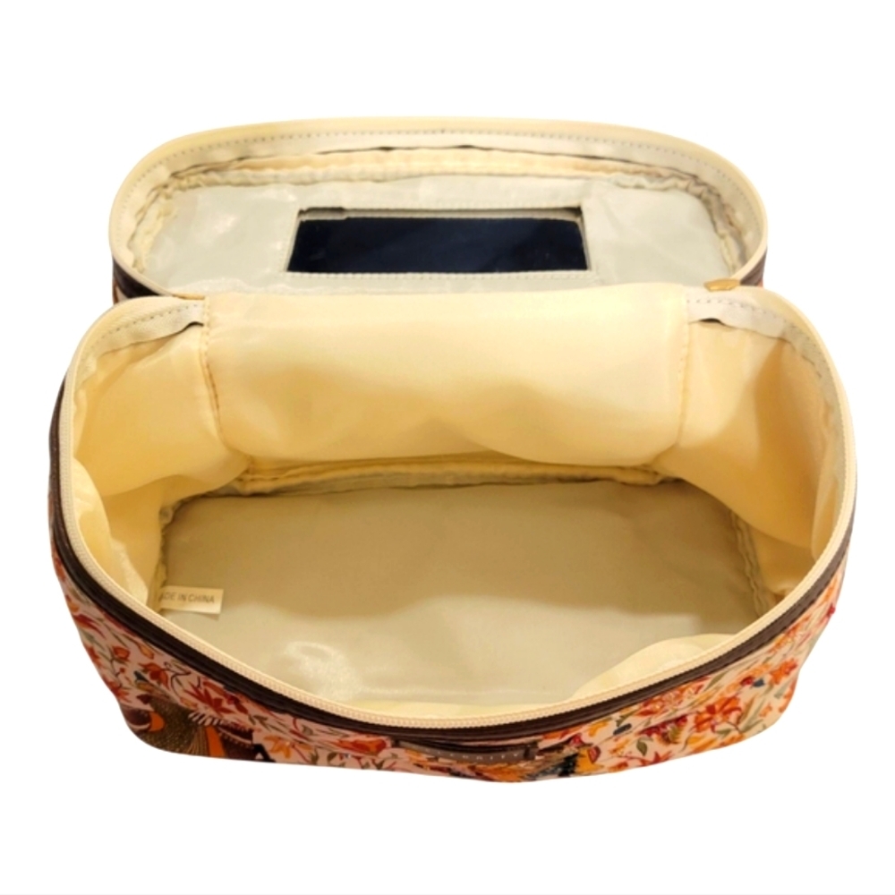 Floral Cosmetic Bag with Multicolor Design - Picture 3 of 5